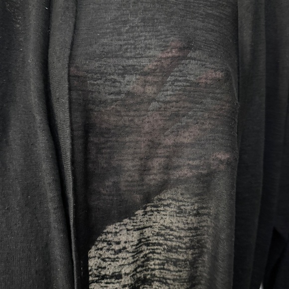 Sunday in Brooklyn Black Sheer Knit Open Front Cardigan (L) - Picture 3 of 6